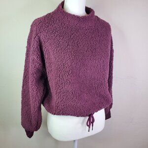Hippie Rose Juniors Plum Mockneck Sherpa Pullover XS